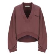 Bordeaux Katoen V-Hals Sweatshirt The Attico , Red , Dames