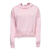 Roze Katoenen Cropped Sweater met Open Rug Marni , Pink , Dames