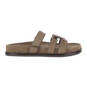 Bruine Suède Slider Sandalen Tory Burch , Brown , Dames