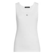 Witte Mouwloze Ronde Hals Shirt Dolce & Gabbana , White , Dames