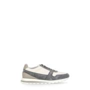 Grijze Leren Sneakers met Logodetails Brunello Cucinelli , Gray , Here...