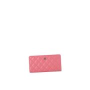 Pre-owned Leather wallets Chanel Vintage , Pink , Dames