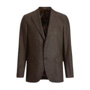 Bruine Wol Blazer Regular Fit Fogerty Oscar Jacobson , Brown , Heren