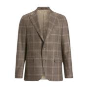 Bruin Geruite Blazer Regular Fit Oscar Jacobson , Beige , Heren