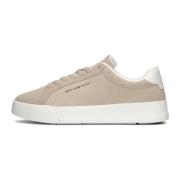 Beige Suède Lage Sneakers Tommy Hilfiger , Beige , Heren