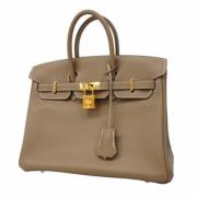 Pre-owned Leather handbags Hermès Vintage , Gray , Dames