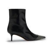 Zwarte enkellaarsjes met studs en kittenhak aeyde , Black , Dames