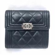 Pre-owned Leather wallets Chanel Vintage , Black , Dames