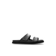 Leren slippers met logo Palm Angels , Black , Heren