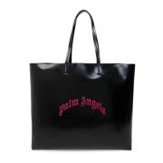 Shopper tas van eco-leer Palm Angels , Black , Dames