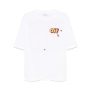 Geborduurd Motief Ronde Hals T-shirt Off White , White , Heren