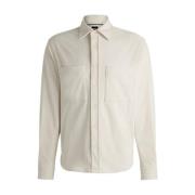 Ribfluwelen overhemd met Kent-kraag Hugo Boss , White , Heren