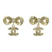 Pre-owned Metal earrings Chanel Vintage , Yellow , Dames