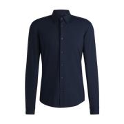 Navy Slim-Fit Prestatie Shirt Hugo Boss , Blue , Heren