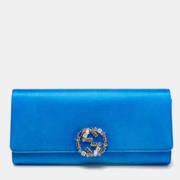 Pre-owned Satin clutches Gucci Vintage , Blue , Dames