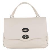 Klassieke Leren Messenger Tas Zanellato , Beige , Dames