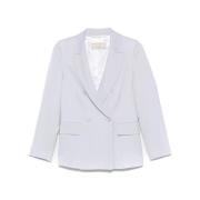 Pastelblauwe Double-Breasted Blazer met Schoudervullingen Peserico , B...