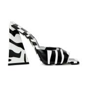 Zebra Print Leren Muiltjes The Attico , Black , Dames