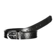 Leren Riem Zwart Metalen Gesp Contrast Calvin Klein , Black , Dames