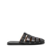 Zwarte Leren Platte Sandalen Kooi Ontwerp Church's , Black , Heren