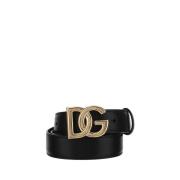 Leren riem met metalen monogramgesp Dolce & Gabbana , Black , Dames