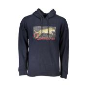 Blauwe Katoenen Hoodie voor Mannen Cavalli Class , Blue , Heren