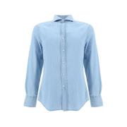 Klassieke Denim Overhemd Brunello Cucinelli , Blue , Heren