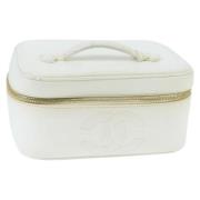 Pre-owned Leather pouches Chanel Vintage , White , Dames