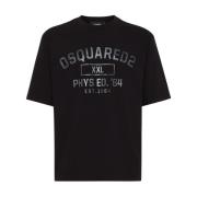 Zwarte Phys Ed Crew Neck T-shirt Dsquared2 , Black , Heren