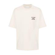 Logo Katoenen T-shirt Beige Drole de Monsieur , Beige , Heren