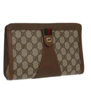 Pre-owned Leather clutches Gucci Vintage , Beige , Dames