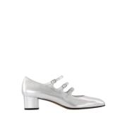 Zilveren leren pumps met enkelband Carel , Gray , Dames