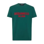 Groen Logo Print Crew Neck T-shirt Dsquared2 , Green , Heren