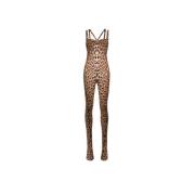 Leopard Print Sleeveless Jumpsuit Roberto Cavalli , Brown , Dames