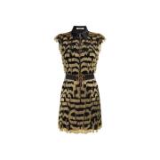 Spiegel Snake Jurk met kralenfranje Roberto Cavalli , Black , Dames