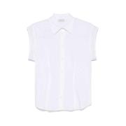 Witte Beaded-Trim Shirt met Knoopsluiting Peserico , White , Dames