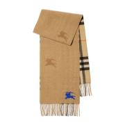 Kasjmier Omkeerbare Geruite Sjaal met Franje Burberry , Beige , Unisex