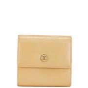 Pre-owned Leather wallets Chanel Vintage , Beige , Dames