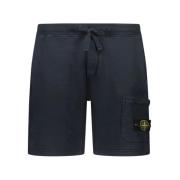 Navy Blue Felpa Bermuda Shorts Stone Island , Blue , Heren