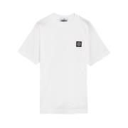 Borstlogo T-shirt in wit Stone Island , White , Heren