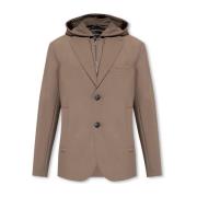 Single-breasted blazer met capuchon Emporio Armani , Brown , Heren