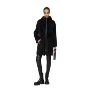 Juliane - Zwarte Shearling Jas Vespucci by VSP , Black , Dames