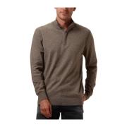 Casual Half Zip Button Pullover Sweater Profuomo , Brown , Heren