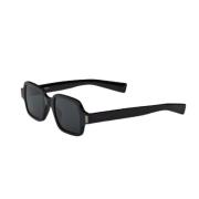 Zwarte Vierkante Frame Blauwe Lens Zonnebril Saint Laurent , Black , H...