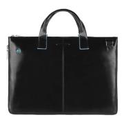 Zwarte leren tas - Eén maat Piquadro , Black , Unisex