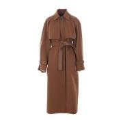 Bruine Oversize Wollen Trenchcoat Max Mara , Brown , Dames