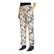 Abstract Print Wijde Pijp Broek Room IN Front , Beige , Dames