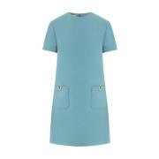 Blauwe Crepe Couture Korte Jurk Valentino Garavani , Blue , Dames