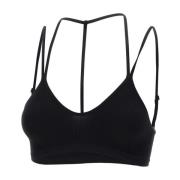 Zwarte Geribbelde Bralette met V-hals Andrea Adamo , Black , Dames