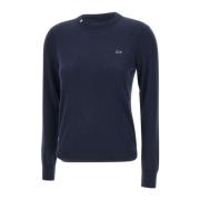 Navy Blue Wol Katoen Trui Sun68 , Blue , Dames